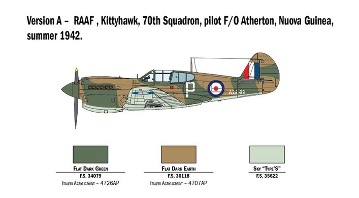 Сборная модель 1/48 истребитель-бомбардировщик P-40 E/K KITTYHAWK Italeri 2795