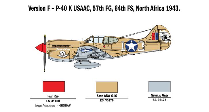 Збірна модель 1/48 винищувач-бомбардувальник P-40 E/K KITTYHAWK Italeri 2795