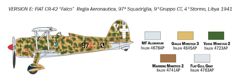 Збірна модель 1/72 гвинтового літака Fiat CR.42 Falco Italeri 1437