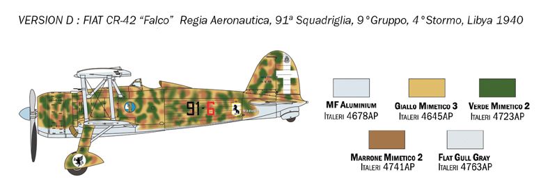 Збірна модель 1/72 гвинтового літака Fiat CR.42 Falco Italeri 1437