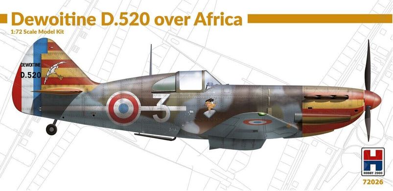 Збірна модель винищувача Dewoitine D.520 over Africa Hobby 2000 72026