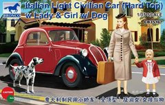 Збірна модель 1/35 талійський легкий цивільний автомобіль (з жорстким верхом) з жінкою, дівчиною та собакою Bronco CB35167
