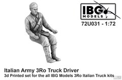 Збірна модель 1/72 3D Printed Set Italian Army 3Ro Truck Driver IBG Models 72U031, В наявності