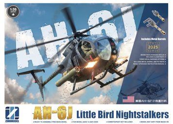 Сборная модель 1:35 вертолет AH-6 J Little Bird Nightstalkers with Metal Barrels Zimi Model 50001