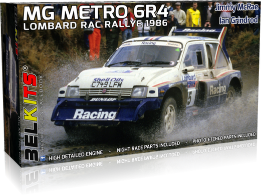 Assembled model 1/24 rally car MG Metro 6R4 1986 Lombard RAC Rallye Belkits BEL-016