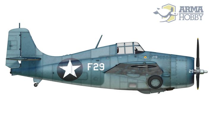 Сборная модель 1/72 винтовой самолет F4F-4 Wildcat Model Kit Arma Hobby 70048