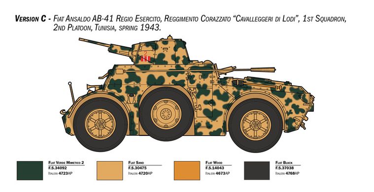 Assembly model 1/35 armored car Autoblinda AB 41 with Bersaglieri El Alamein Italeri 6591