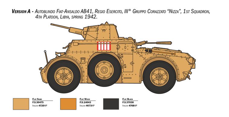 Assembly model 1/35 armored car Autoblinda AB 41 with Bersaglieri El Alamein Italeri 6591