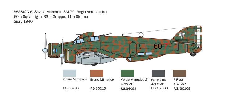 Збірна модель 1/72 бомбардувальник SM79 Sparviero Italeri 1412