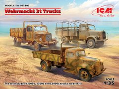 Prefab models 1/35 Wehrmacht 3-ton trucks (V3000S, KHD S3000, L3000S) ICM DS3507
