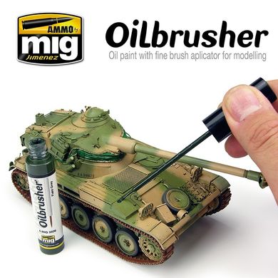 Олійна фарба з вбудованим пензлем-аплікатором OILBRUSHER Темно-коричневий Ammo Mig 3512
