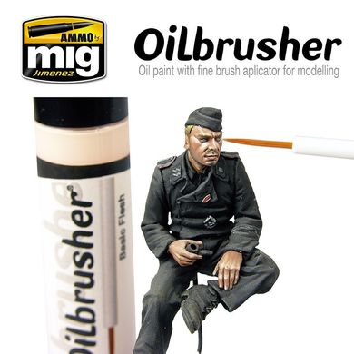 Олійна фарба з вбудованим пензлем-аплікатором OILBRUSHER Темно-коричневий Ammo Mig 3512