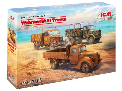 Збірні моделі 1/35 3-т грузові автомобілі Вермахту (V3000S, KHD S3000, L3000S) ICM DS3507