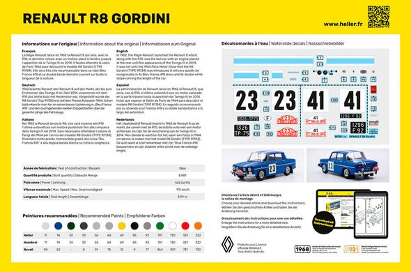 Збірна модель 1/24 автомобіль Renault R8 Gordini Стартовий набір Heller 56700