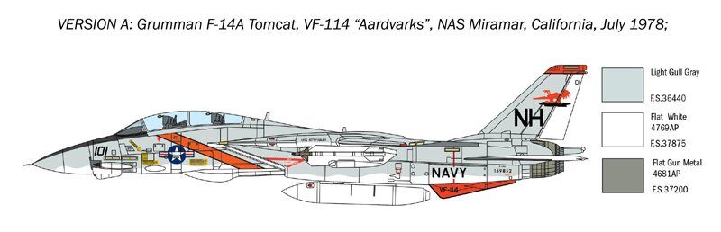 Collected model 1/72 American aircraft F-14A Tomcat Italeri 1414