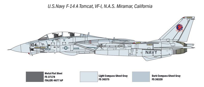 Assembled model 1/72 aircraft US NAVY "Top Gun" F-14A vs A-4F Italeri 1422